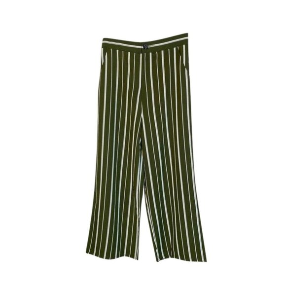 emory park Trousers Size Small Striped Green White Wide Leg Pants Lined NWOT - Picture 1 of 10
